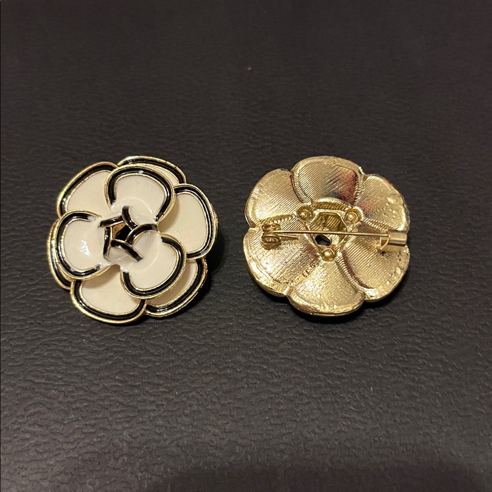 Camellia flower  Brooch Cream and Gold Flower Brooch